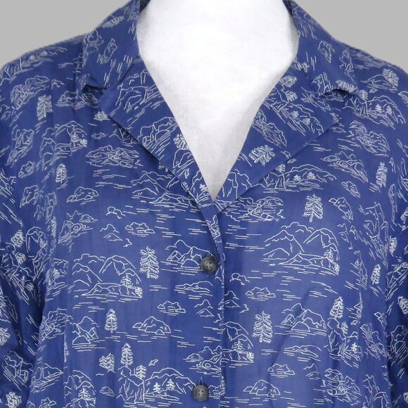 NWT Eddie Bauer Short Sleeve Blue Button Up Packable Camp Shirt Size XL (C1975) - Picture 1 of 8